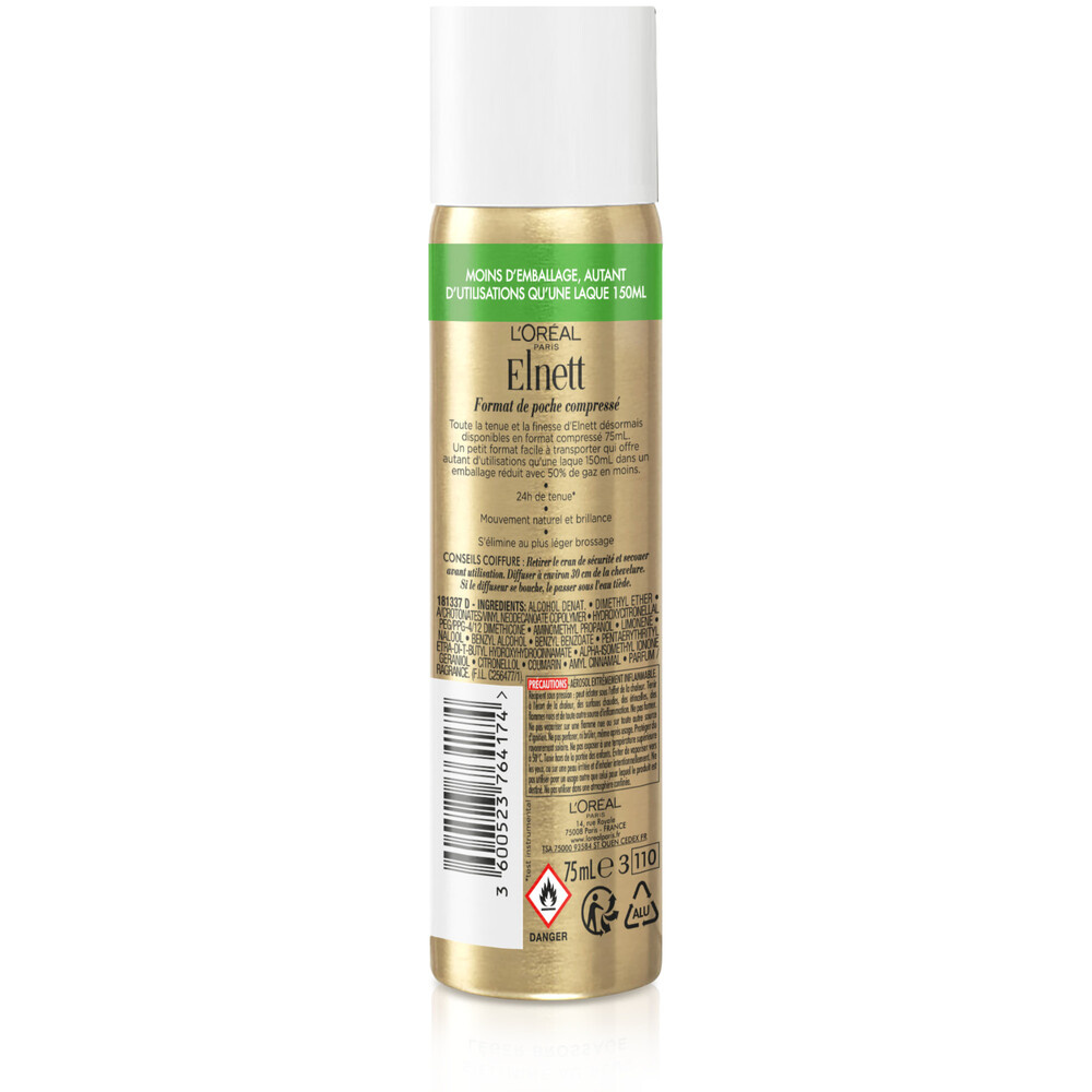 L'Oréal Paris L'Oréal Paris Elnett Laque Normale Format Compressé 75ml Laque fixation normale format compressé