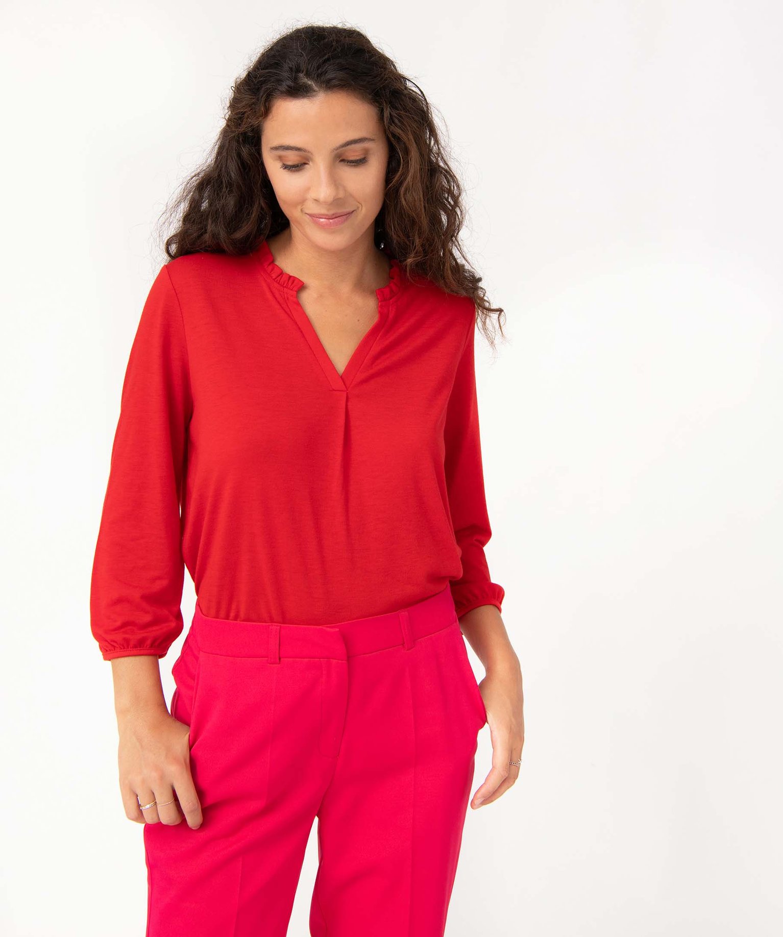 Tee-shirt femme à manches 3/4 rose | GEMO