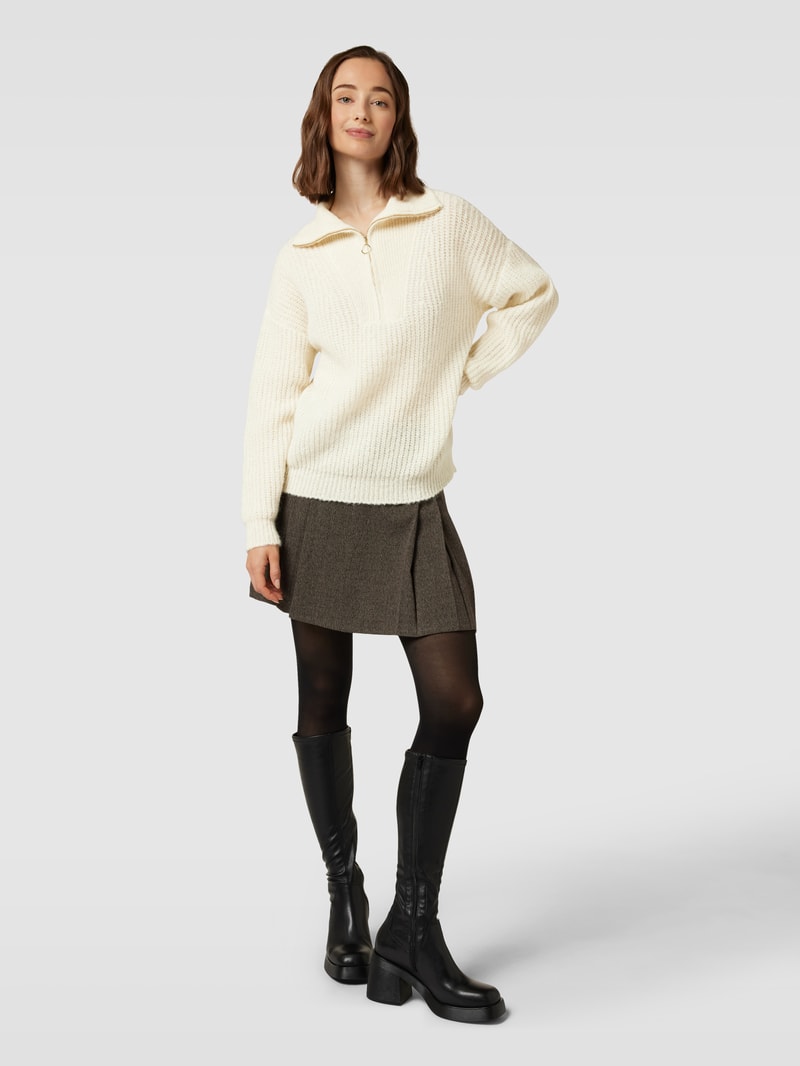 Strickpullover mit Troyer-Kragen in ecru