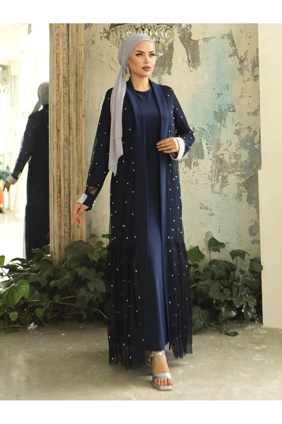 Modamorfo  Doppeltes Abaya-Set mit Perlen