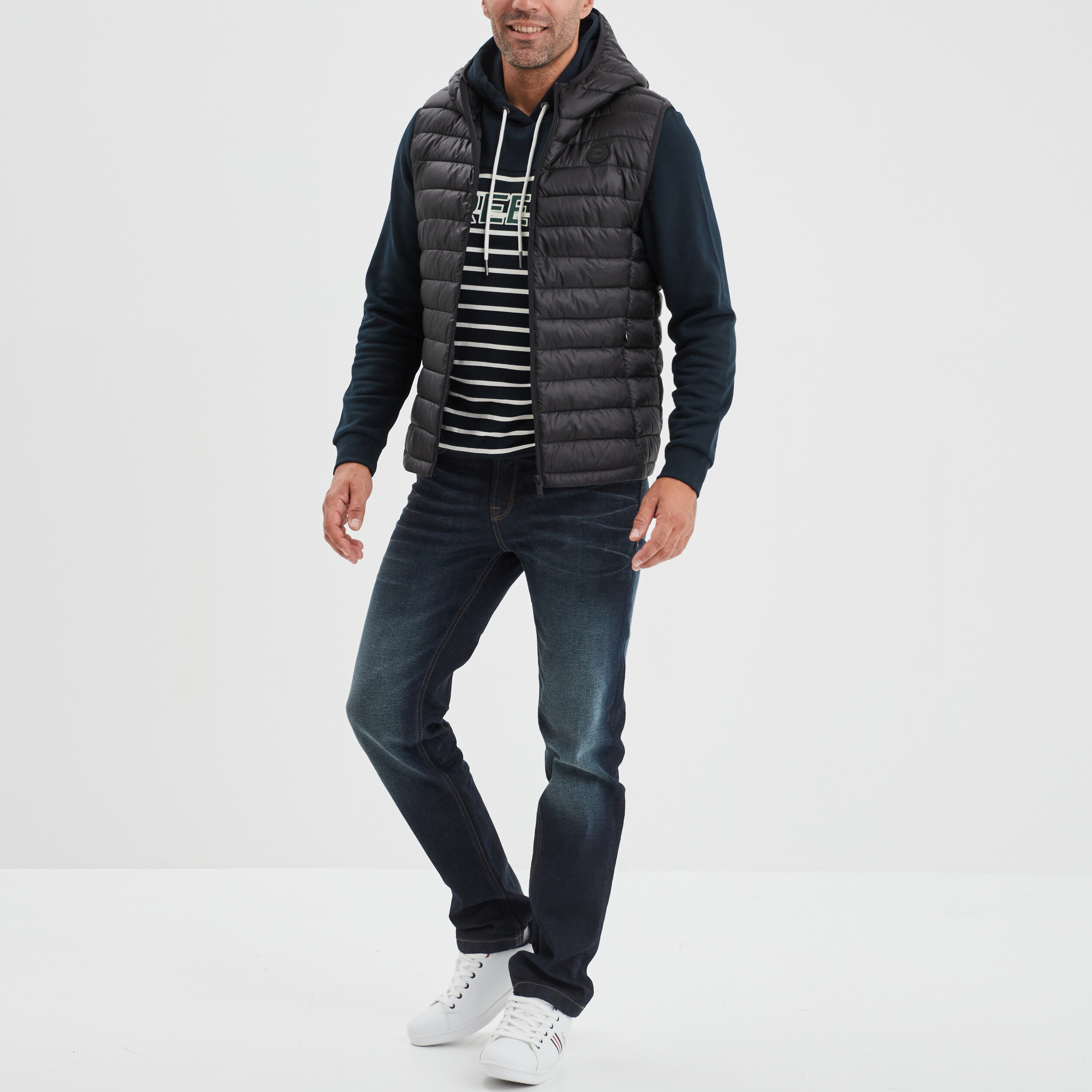 Doudoune sans manches à capuche Creeks noir homme | La Halle