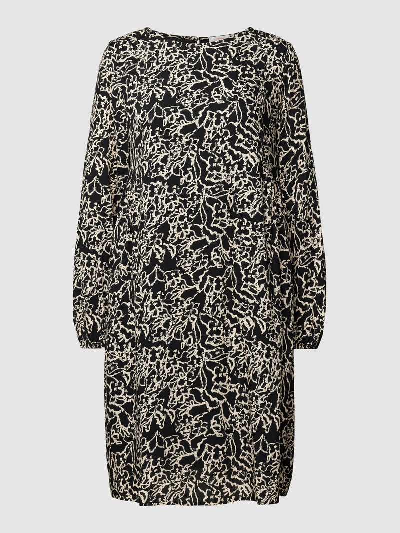 Knielanges Kleid mit Allover-Muster in schwarz