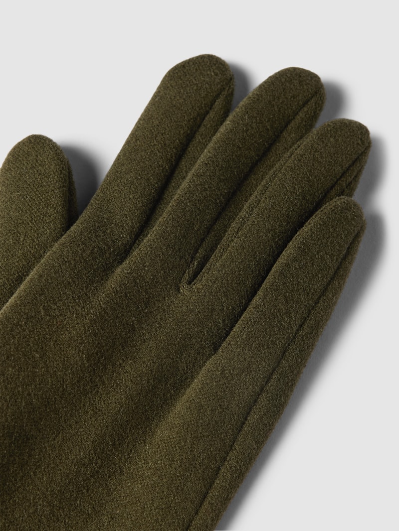 Handschuhe in unifarbenem Design mit Zierknöpfen in khaki