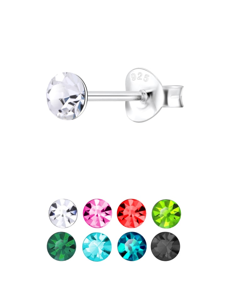 Alexander York Ohrringe, Ohrstecker-Set KRISTALL 4 mm in 925 Sterling Silber, 8-tlg. günstig kaufen onesize