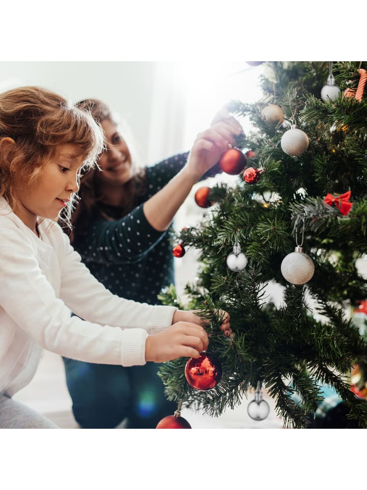 relaxdays 30-tlg. Weihnachtskugeln Set in Silber/ Weiß günstig kaufen onesize
