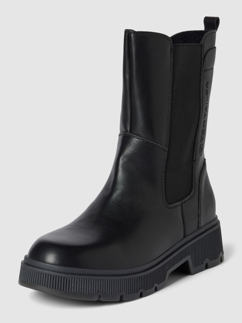 Chelsea Boots in Leder-Optik in schwarz