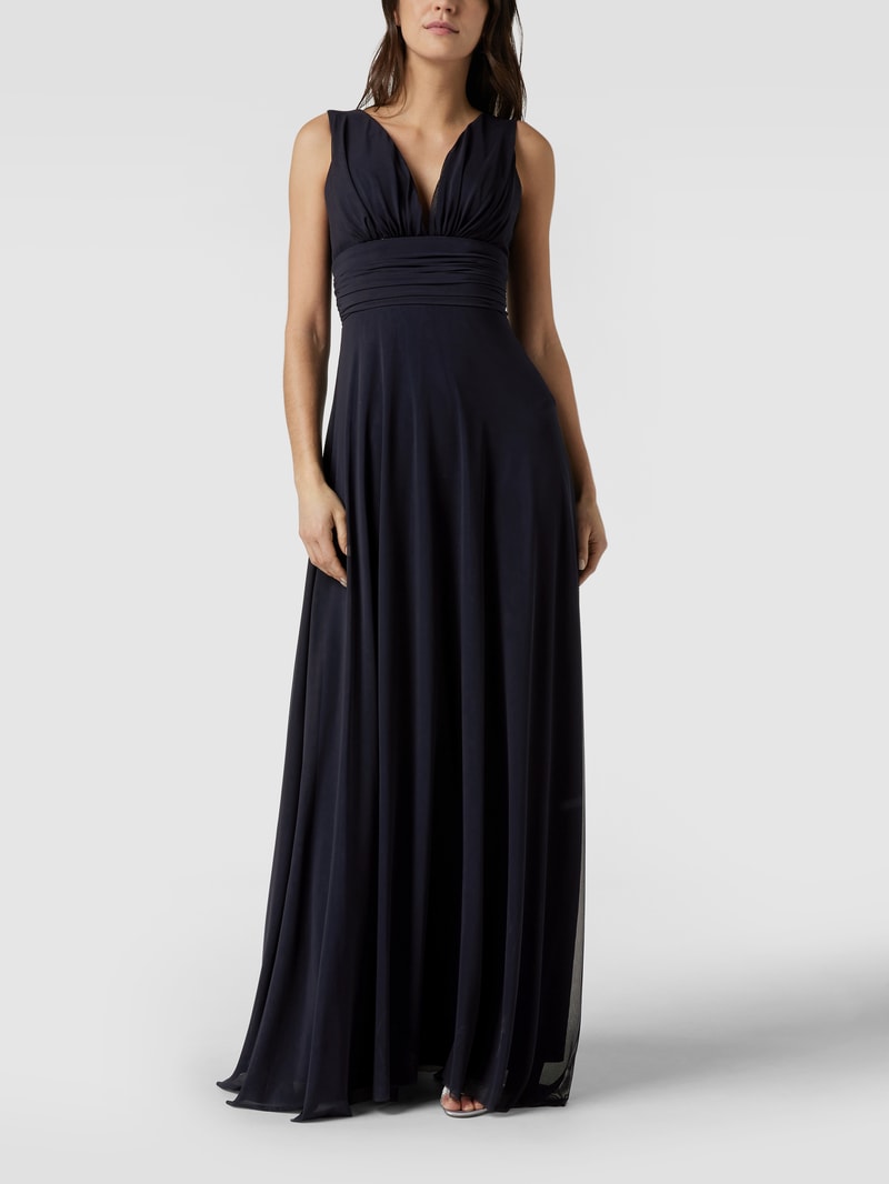 Abendkleid mit Raffungen in marineblau