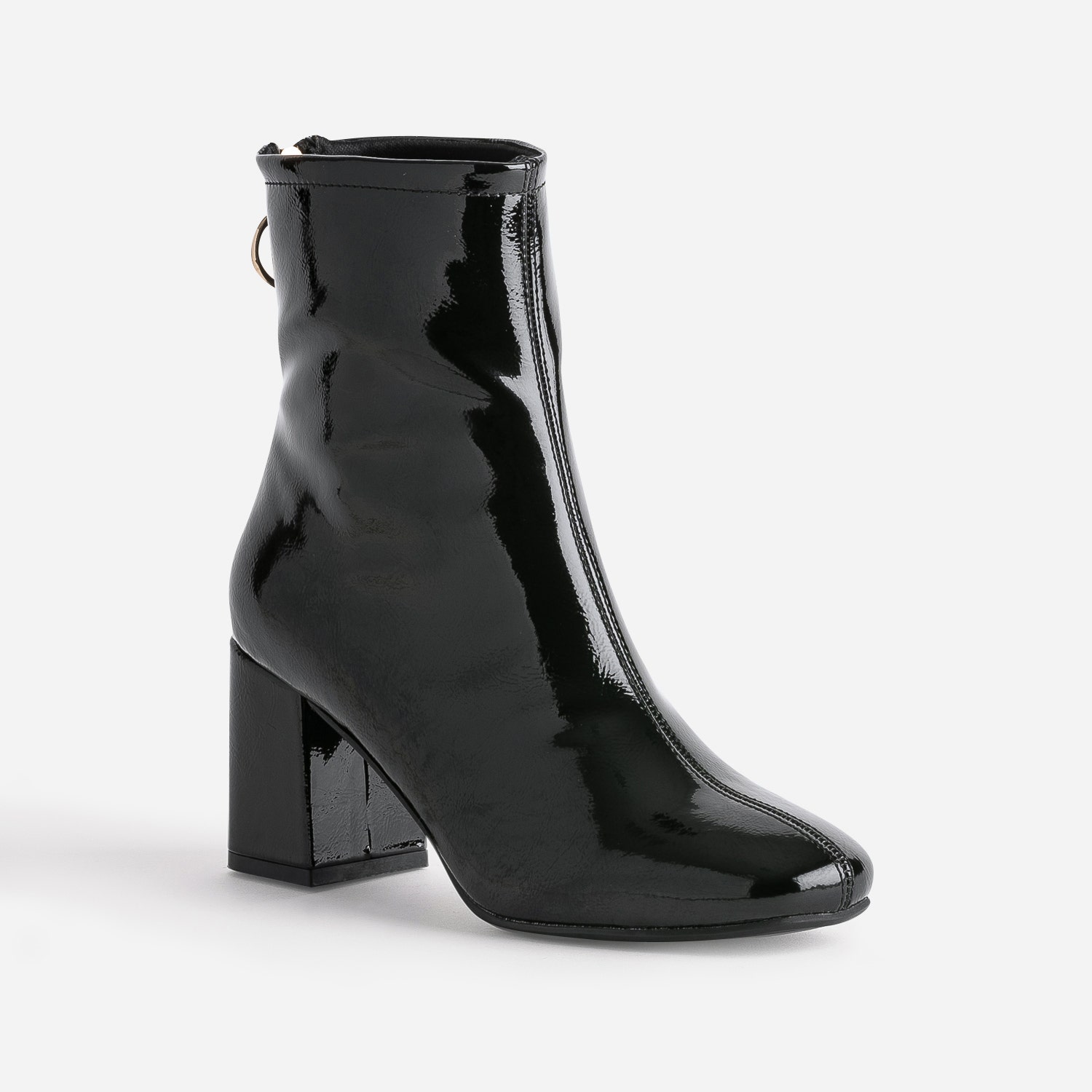 Boots noir verni à zip arrière