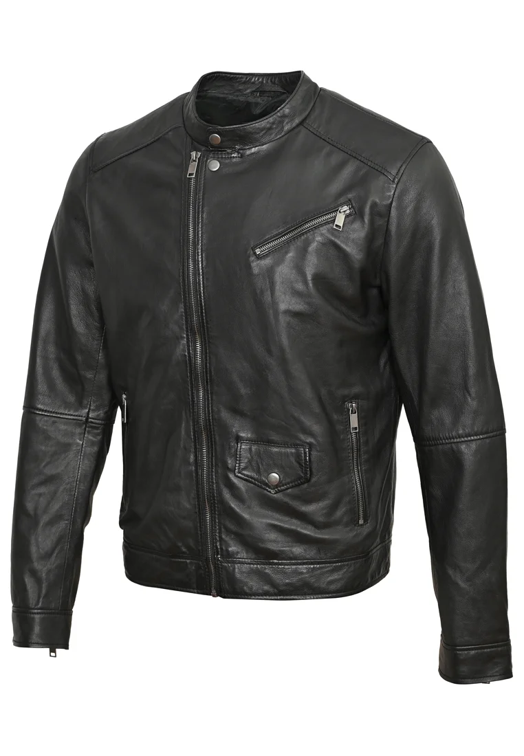 Chaqueta de cuero azul Wellford