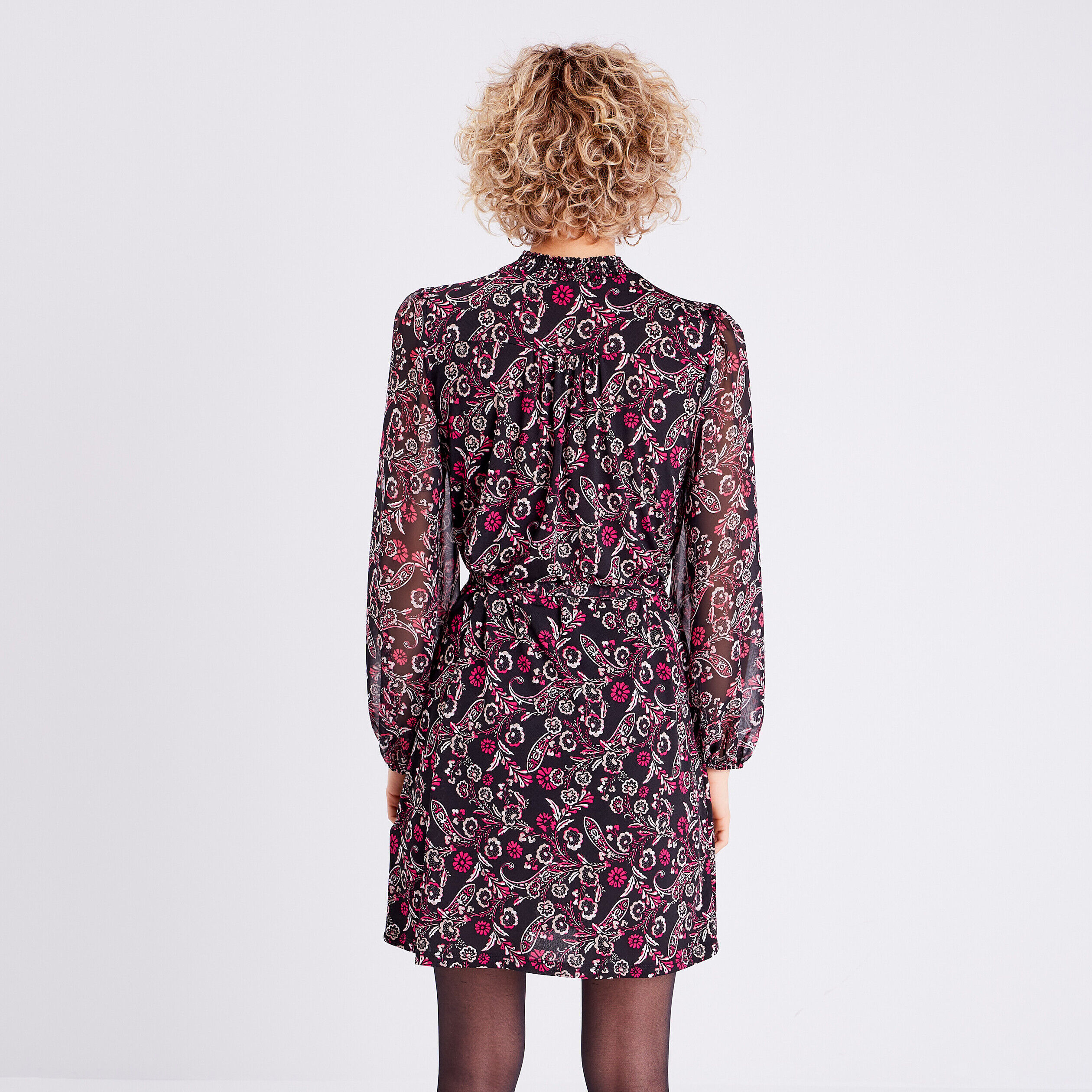 Robe droite manches 3/4 noir femme | Cache Cache