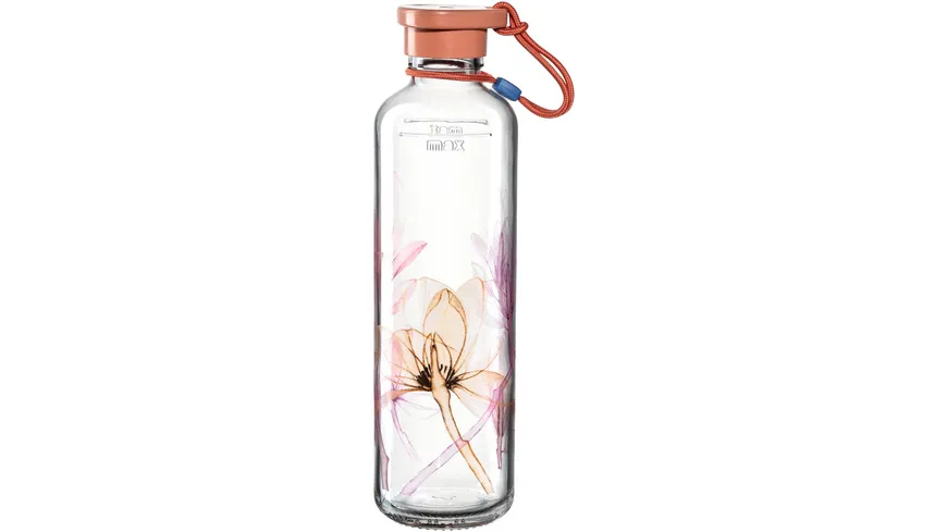 LEONARDO Trinkflasche aus Glas IN GIRO Flower 0,75l Rot