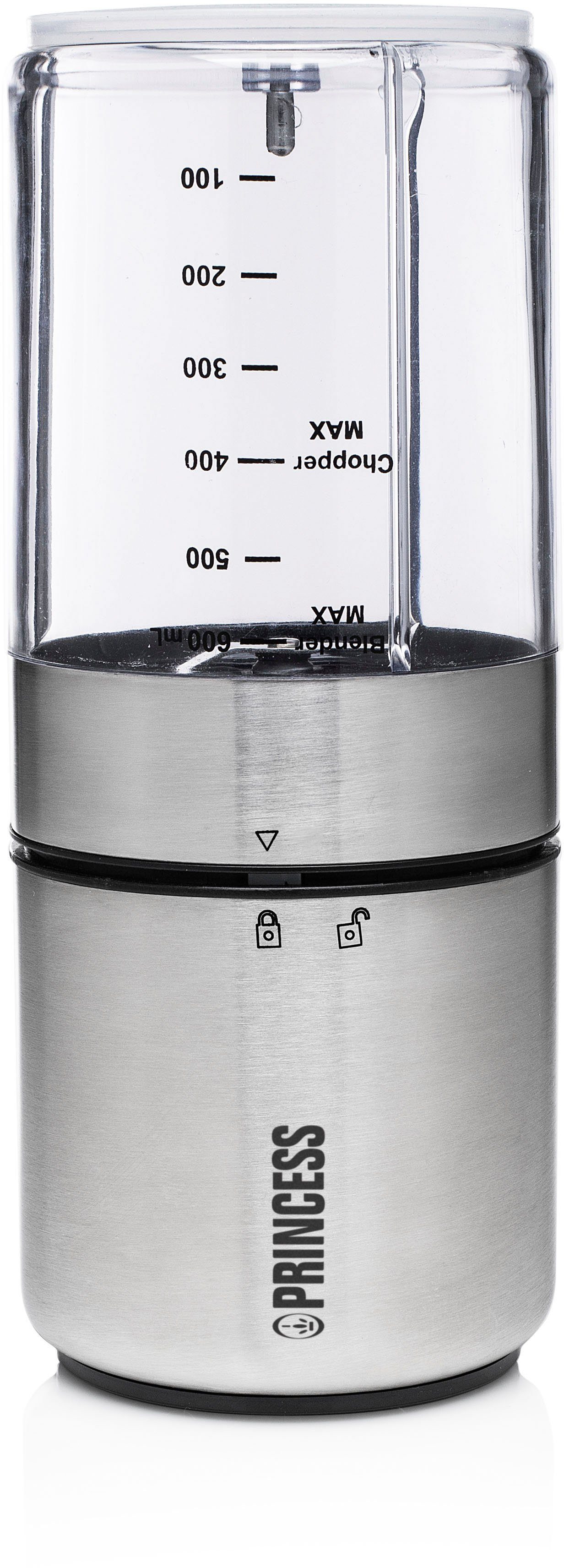 PRINCESS Zerkleinerer Edelstahl und Mixer 221080, 350 W, mit 4 Edelstahl-Klingen