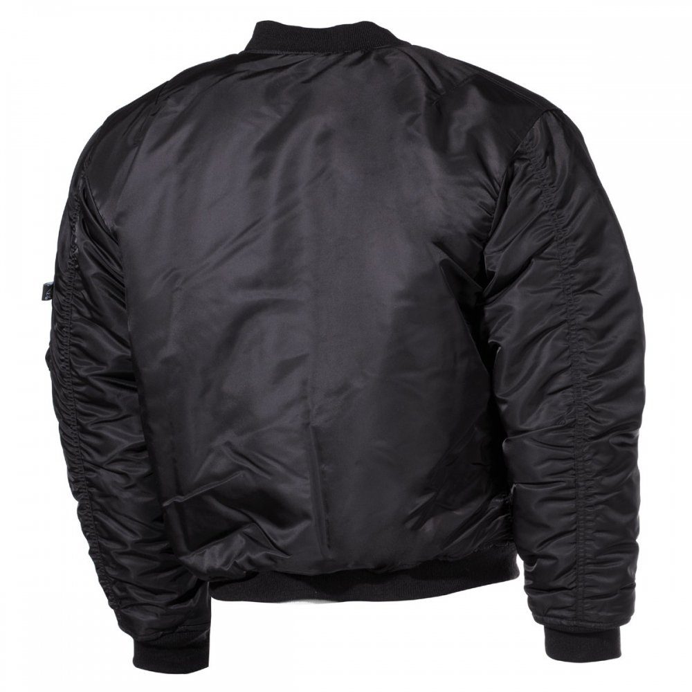 MFH Bomberjacke US Pilotenjacke MA1, Mod., schwarz - L Paspeltaschen mit Patte und Druckknopf