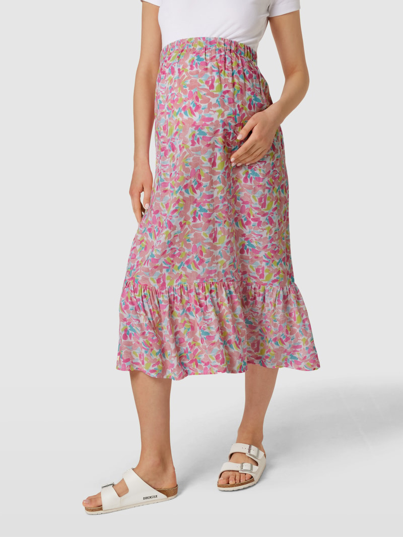 Umstands-Midirock aus Viskose mit floralem Muster Modell 'Casey' in pink