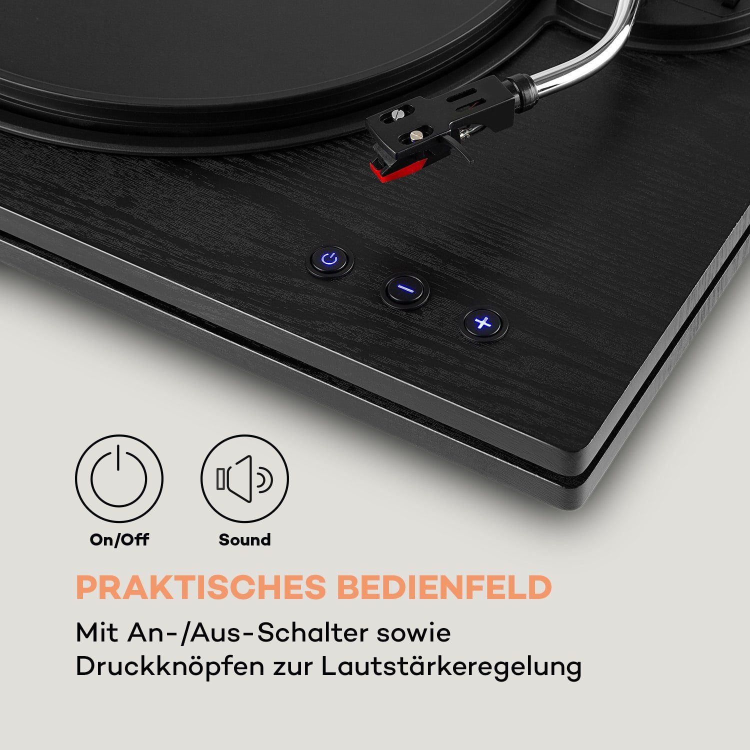 Auna TT-Play PLUS Plattenspieler (Riemenantrieb, Bluetooth, Schallplattenspieler mit Lautsprecher Vinyl Plattenspieler)
