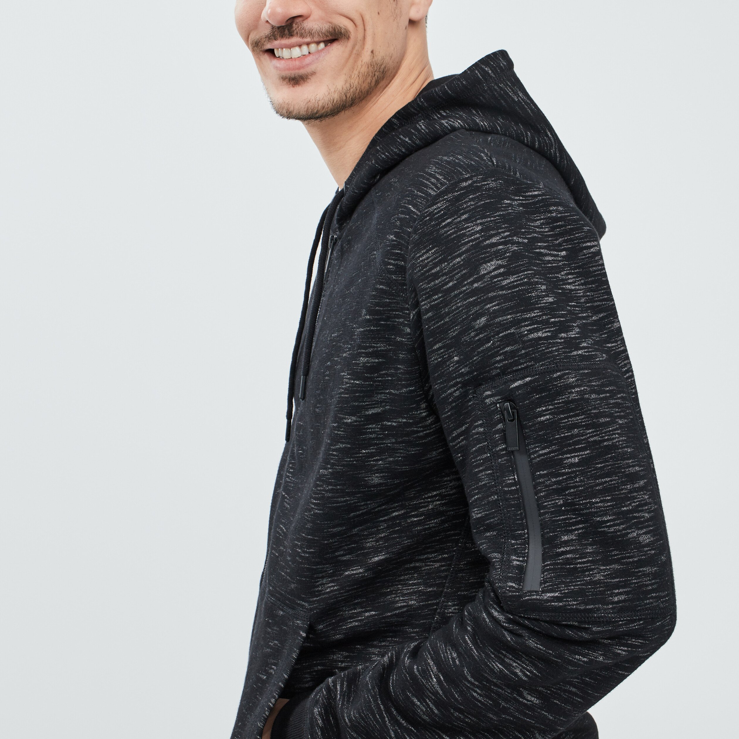 Sweat zippé à capuche noir homme | La Halle