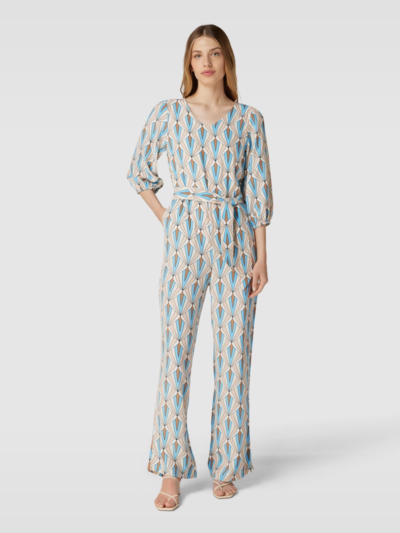 Jumpsuit aus Viskose mit Allover-Muster in bleu