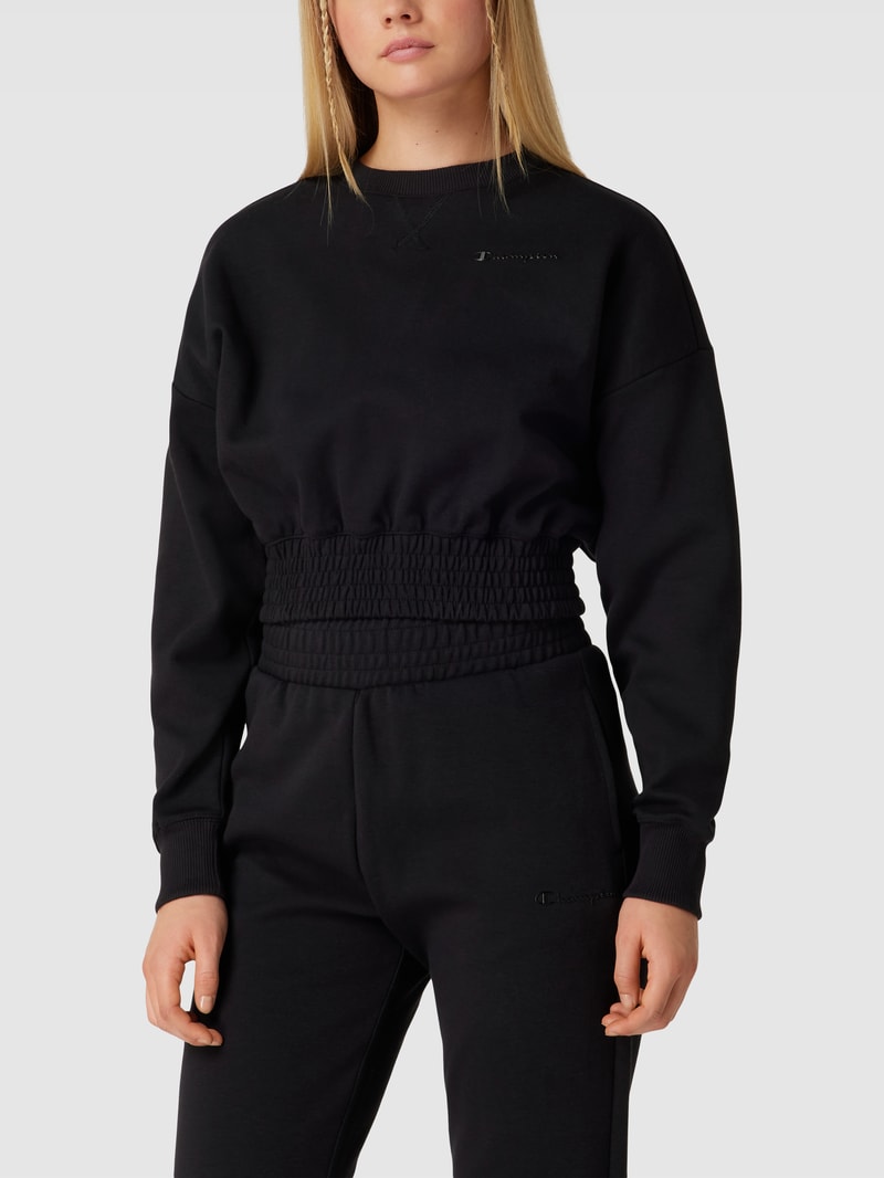 Cropped Sweatshirt mit Label-Details in schwarz