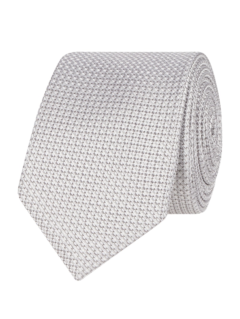 Krawatte und Einstecktuch im Set in silber