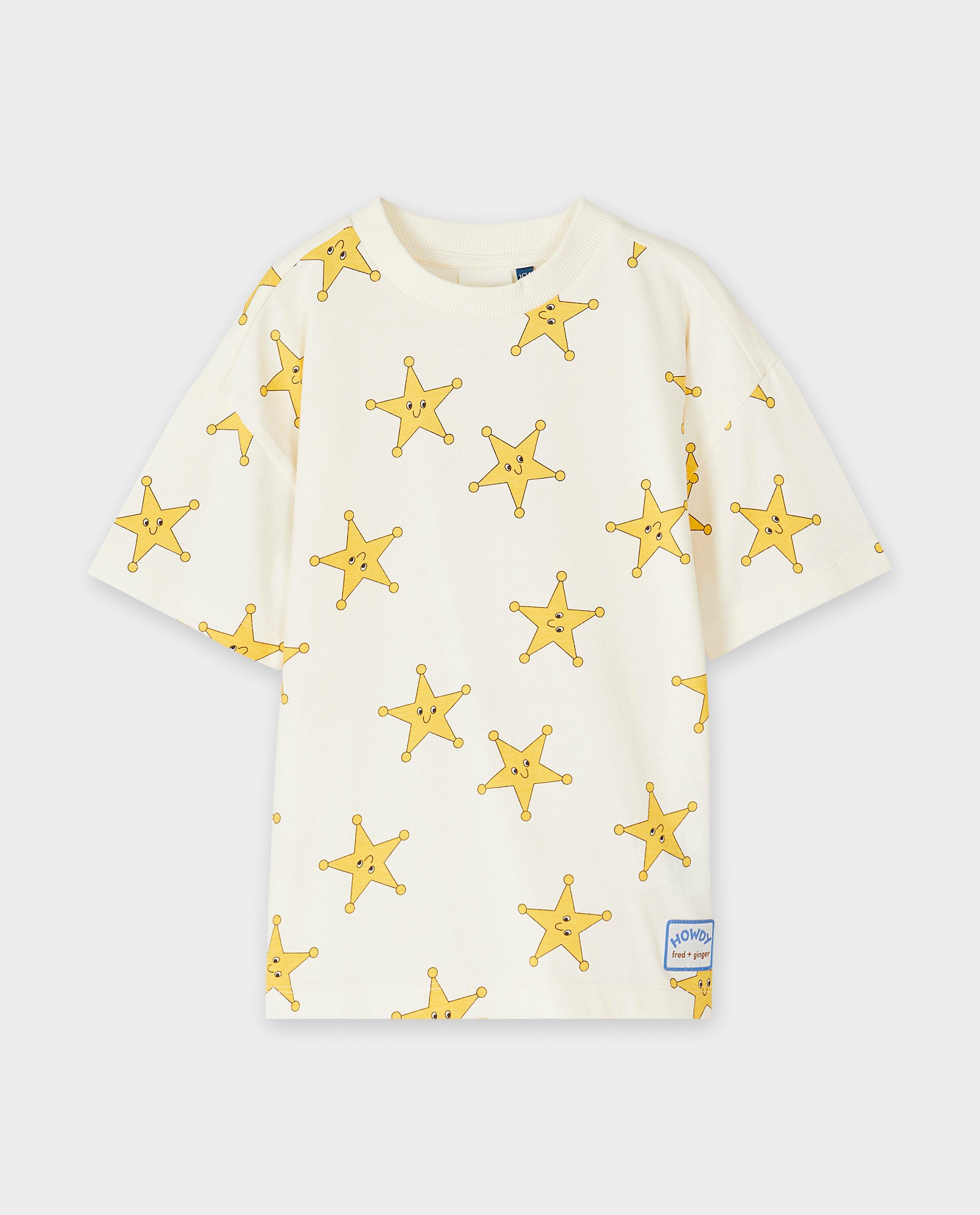 Fred + Ginger csillagmintás póló, unisex, 92-128 fehér