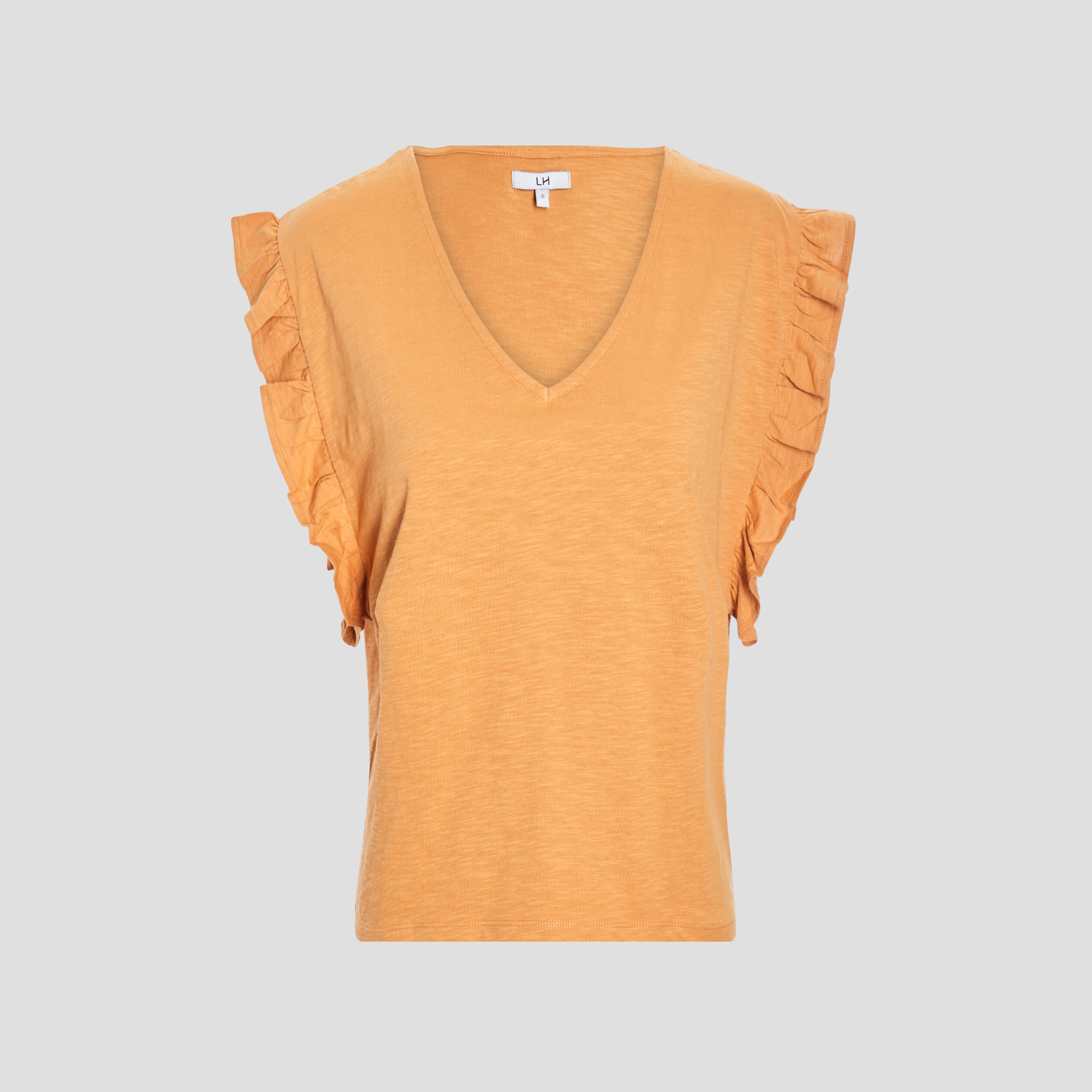 T-shirt manches courtes à volants jaune moutarde femme | La Halle