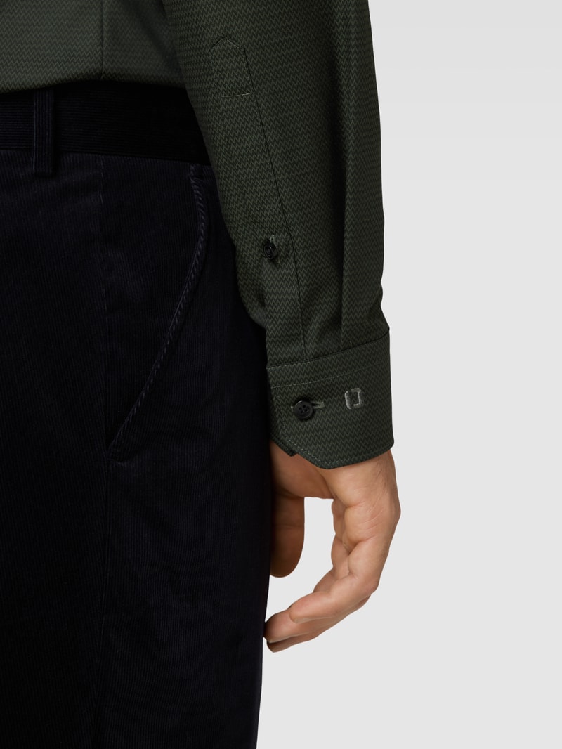 Super Slim Fit Business-Hemd mit Allover-Muster in grün