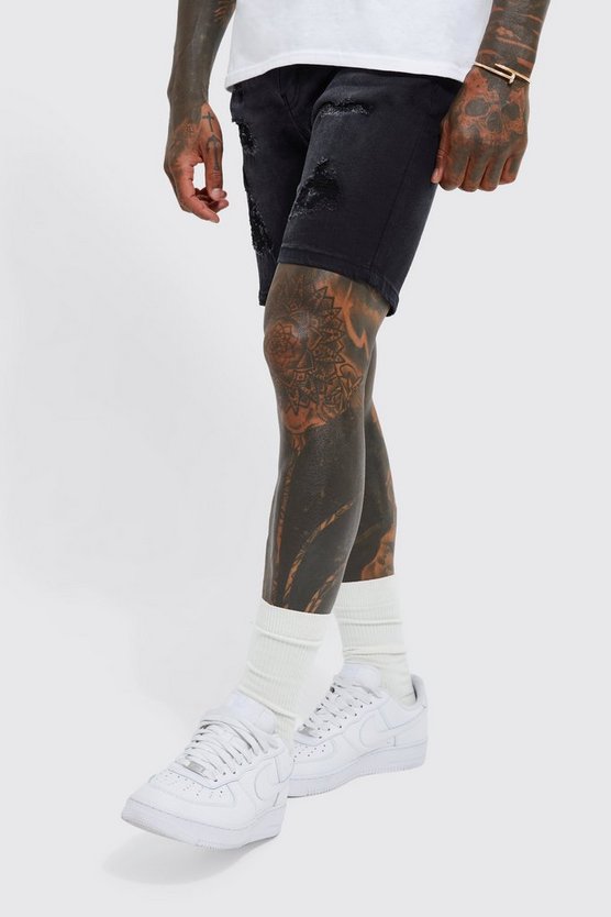 Skinny Stretch Jeansshorts mit Rissen
