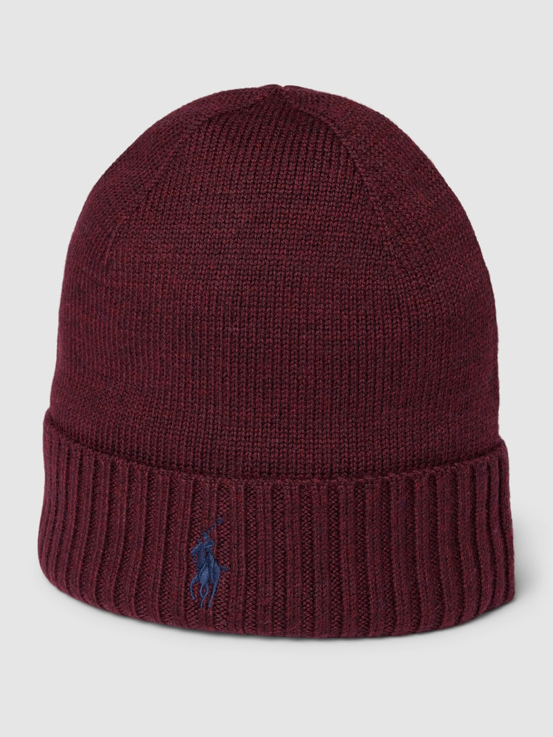 Beanie mit Label-Stitching in bordeaux rot