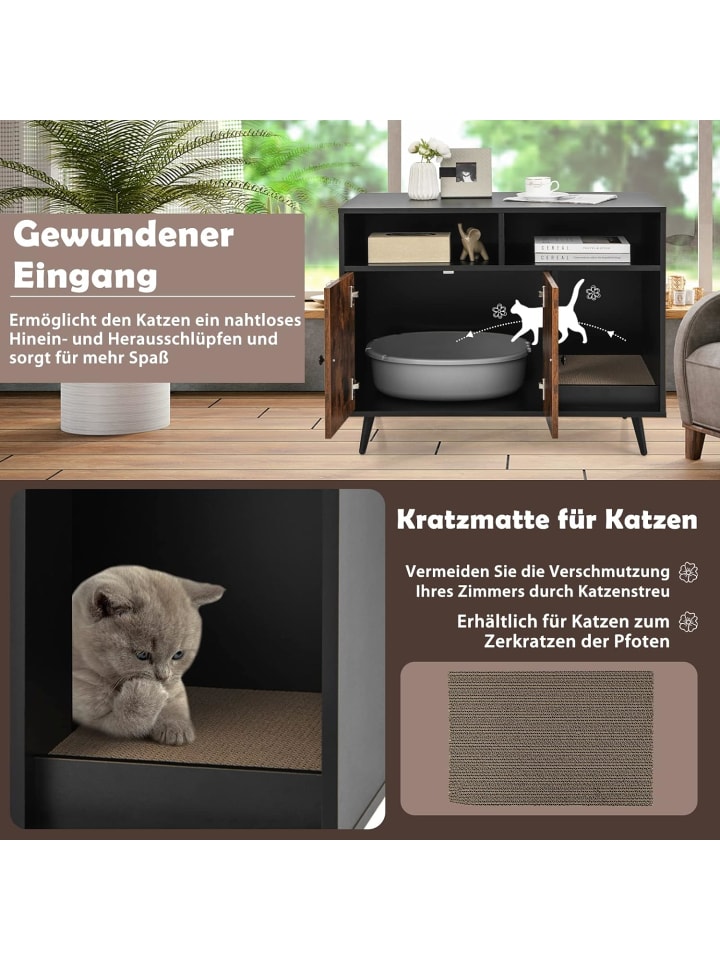 COSTWAY Katzenschrank 2 in 1 in Schwarz günstig kaufen onesize