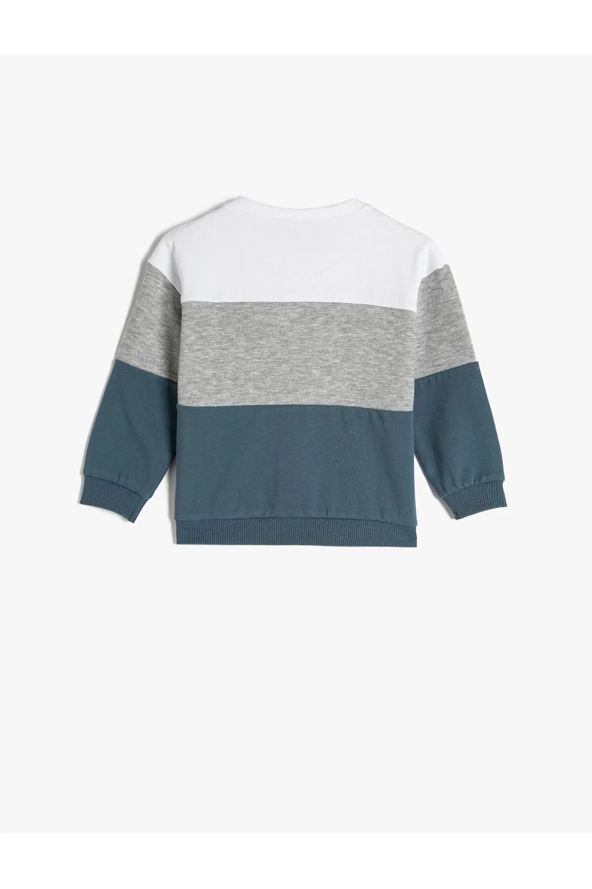 Koton  Sweatshirt mit Rundhalsausschnitt und Farbblockmuster aus erhabener Baumwolle