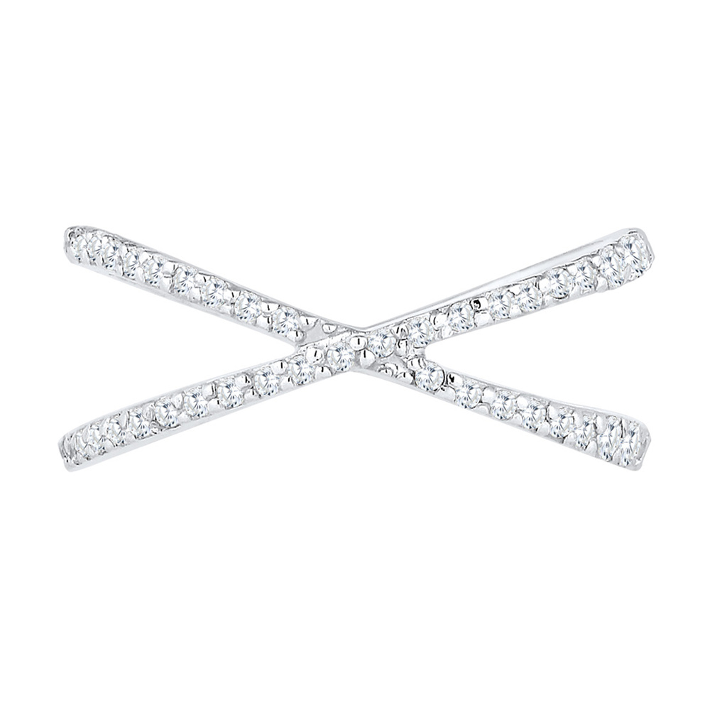 Elli Elli Bague Femmes Enroulement X avec Cristaux de Zirconium en Argent Sterling 925 Bague