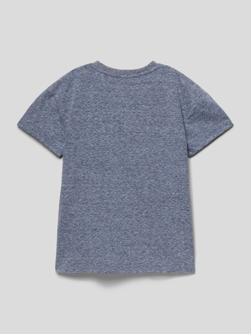 T-Shirt in melierter Optik in marineblau