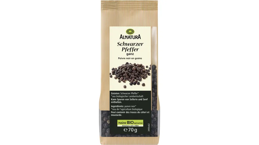 Alnatura Bio Schwarzer Pfeffer, ganz 70 g