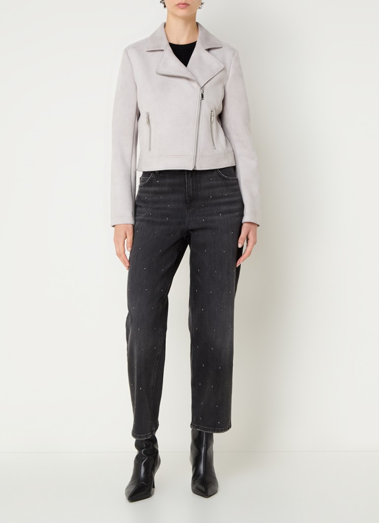 Blugi drepți cu talie înaltă de la Jean Gerry Weber, decorați cu cristale.
