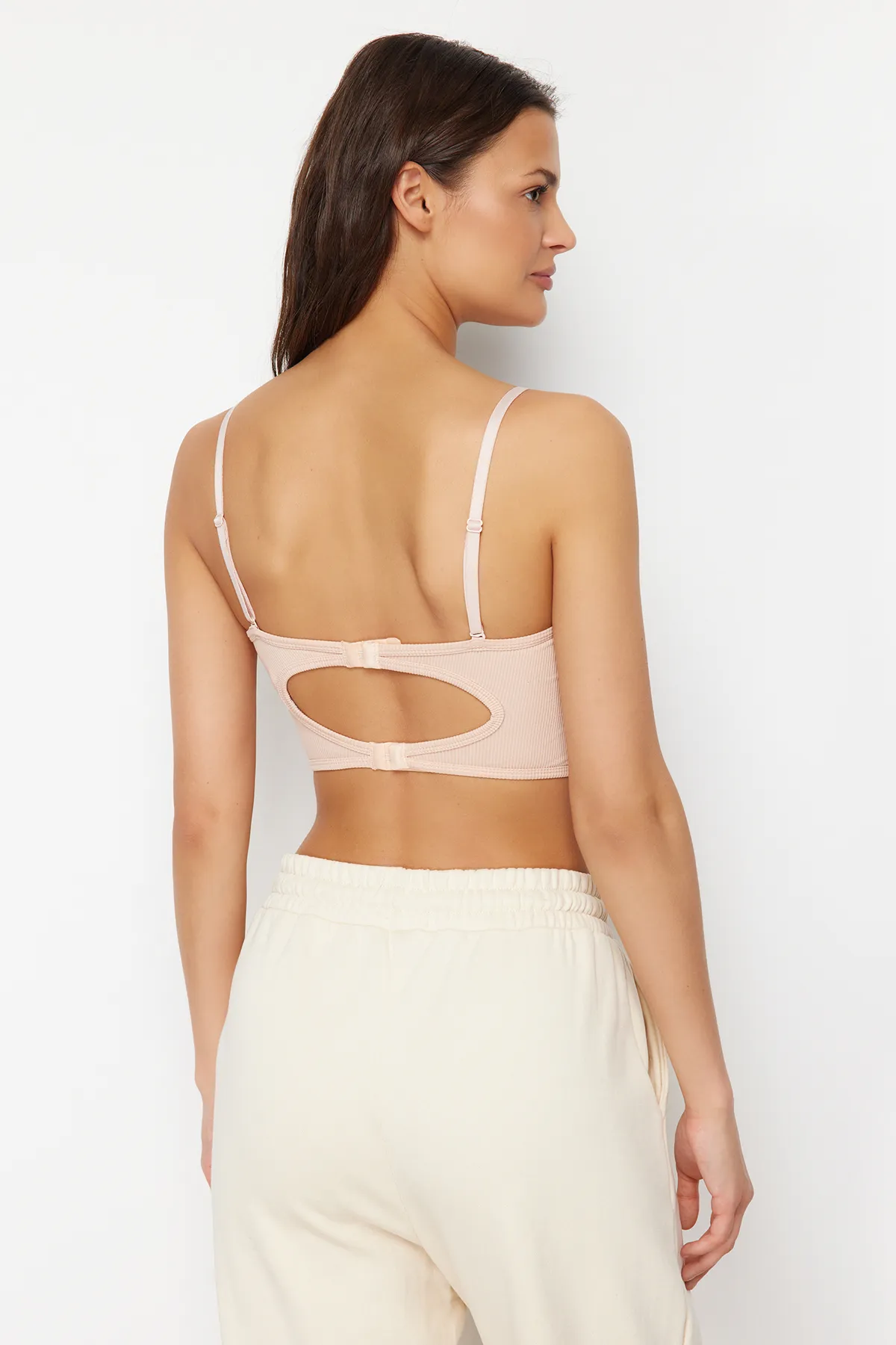 Trendyol Collection  Skin Seamless/Nahtloser Trägerloser BH mit Trägern aus überzogenem Strick THMSS24SU00048