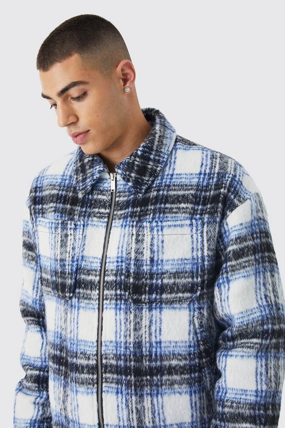 Kastige karierte Harrington-Jacke