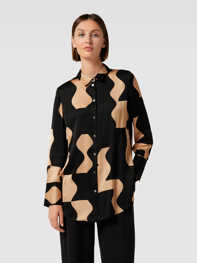 Bluse mit Allover-Muster in camel