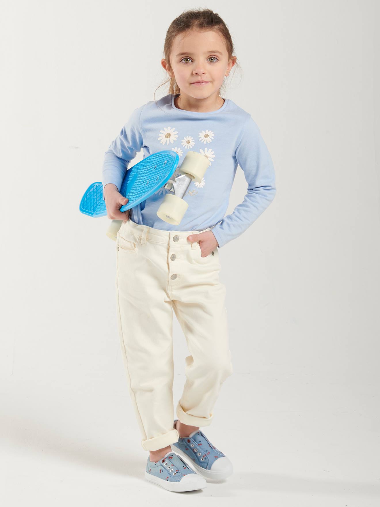 Vertbaudet Mädchen Mom-Fit-Hose, Hüftweite COMFORT - wollweiß