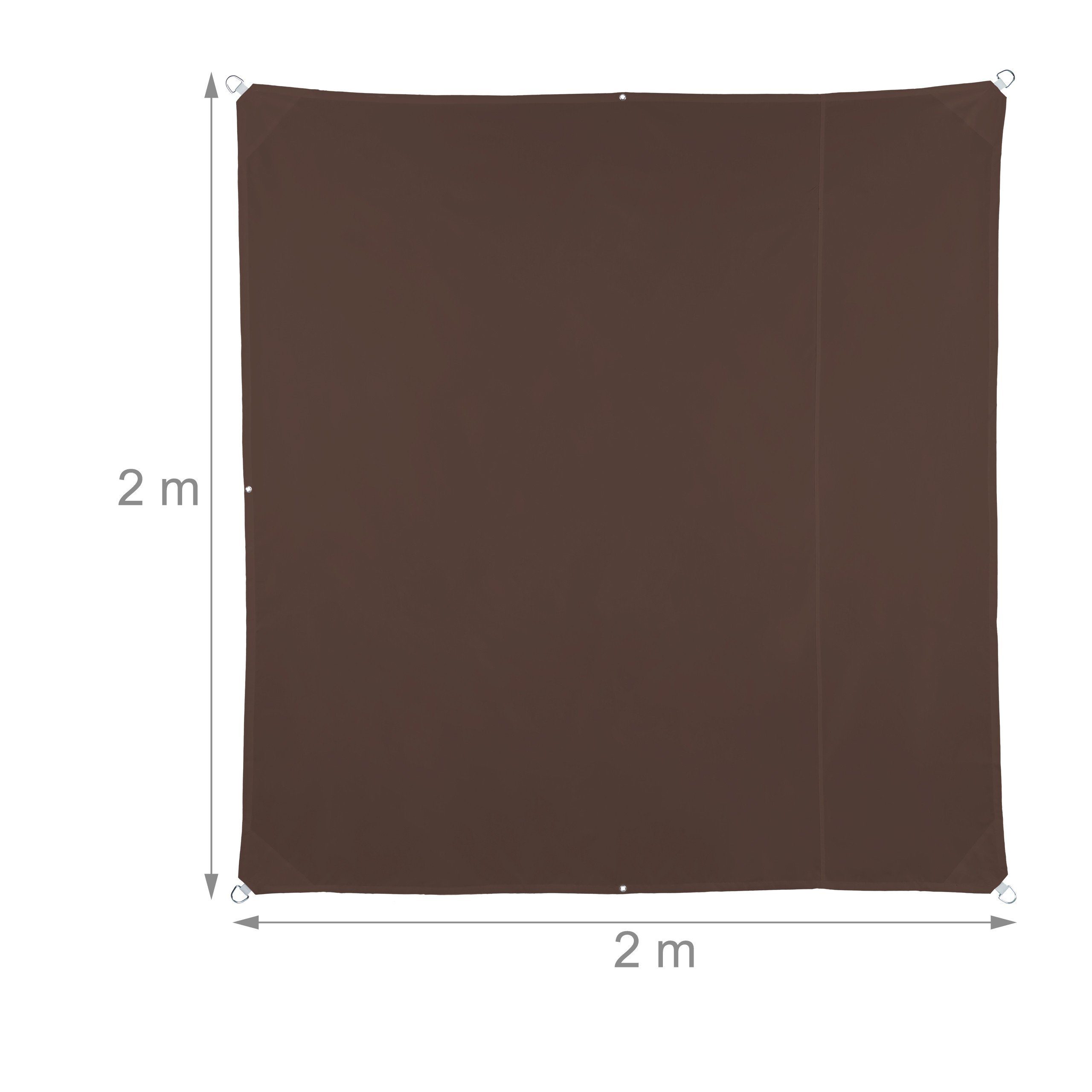 relaxdays Sonnensegel Sonnensegel Quadrat in Braun, 2 x 2 m