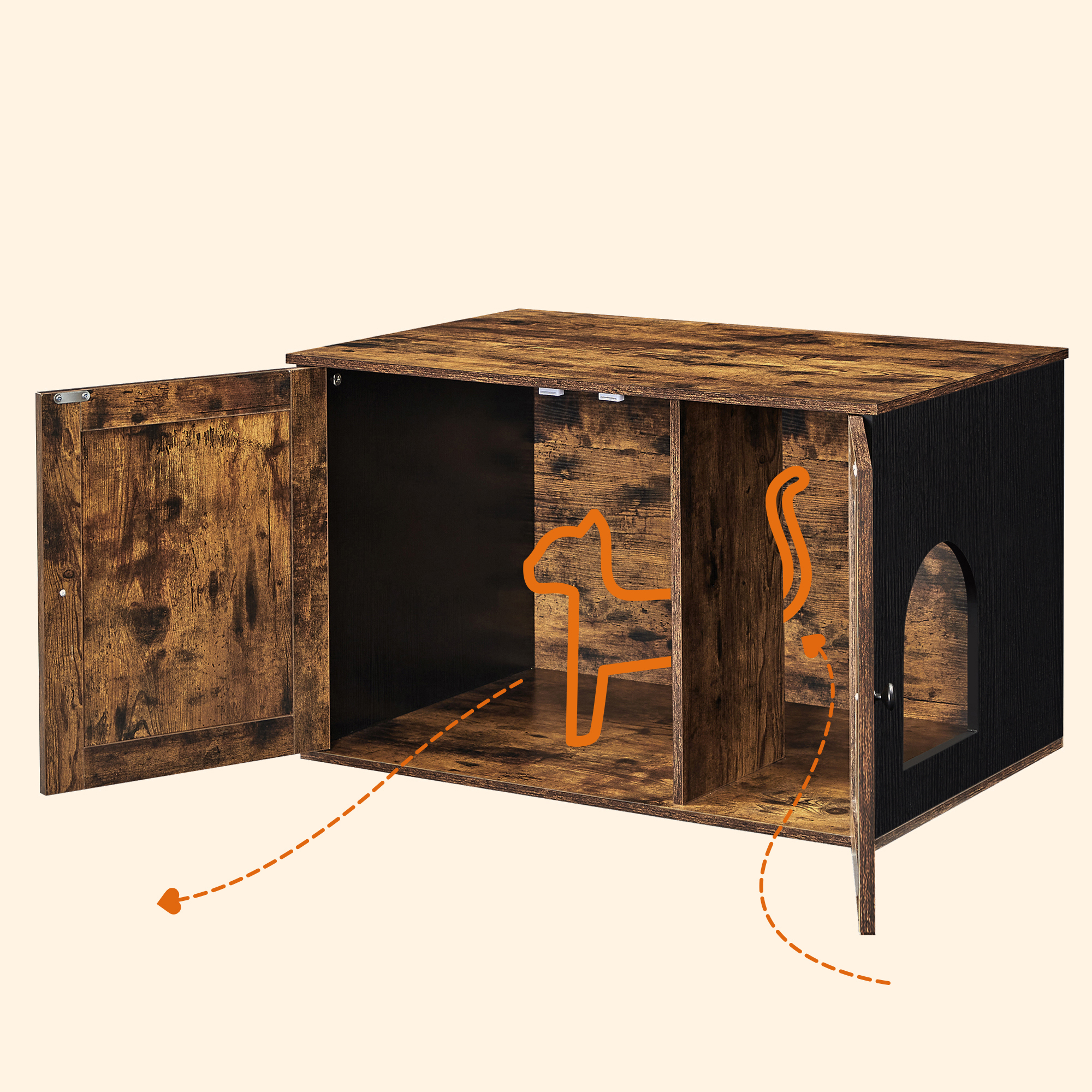 FEANDREA Katzentoiletten FEANDREA Katzenklo Schrank Braun-Schwarz