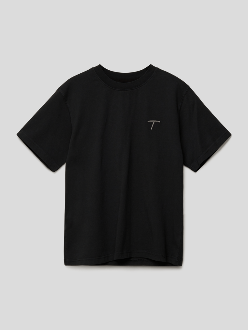 T-Shirt mit Stitching in schwarz