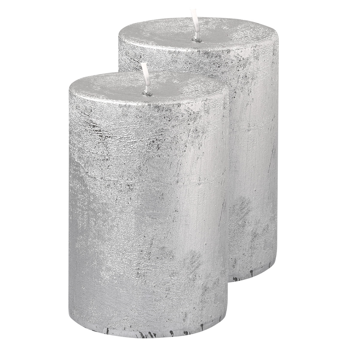 2 mittelgroße Kerzen im Metallic-Look