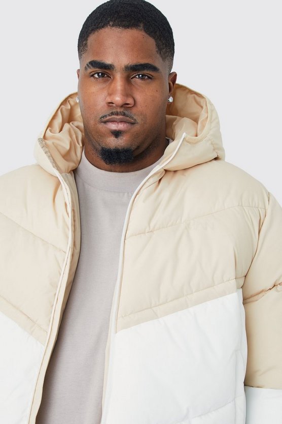 Plus Man Colorblock Steppjacke mit Kapuze