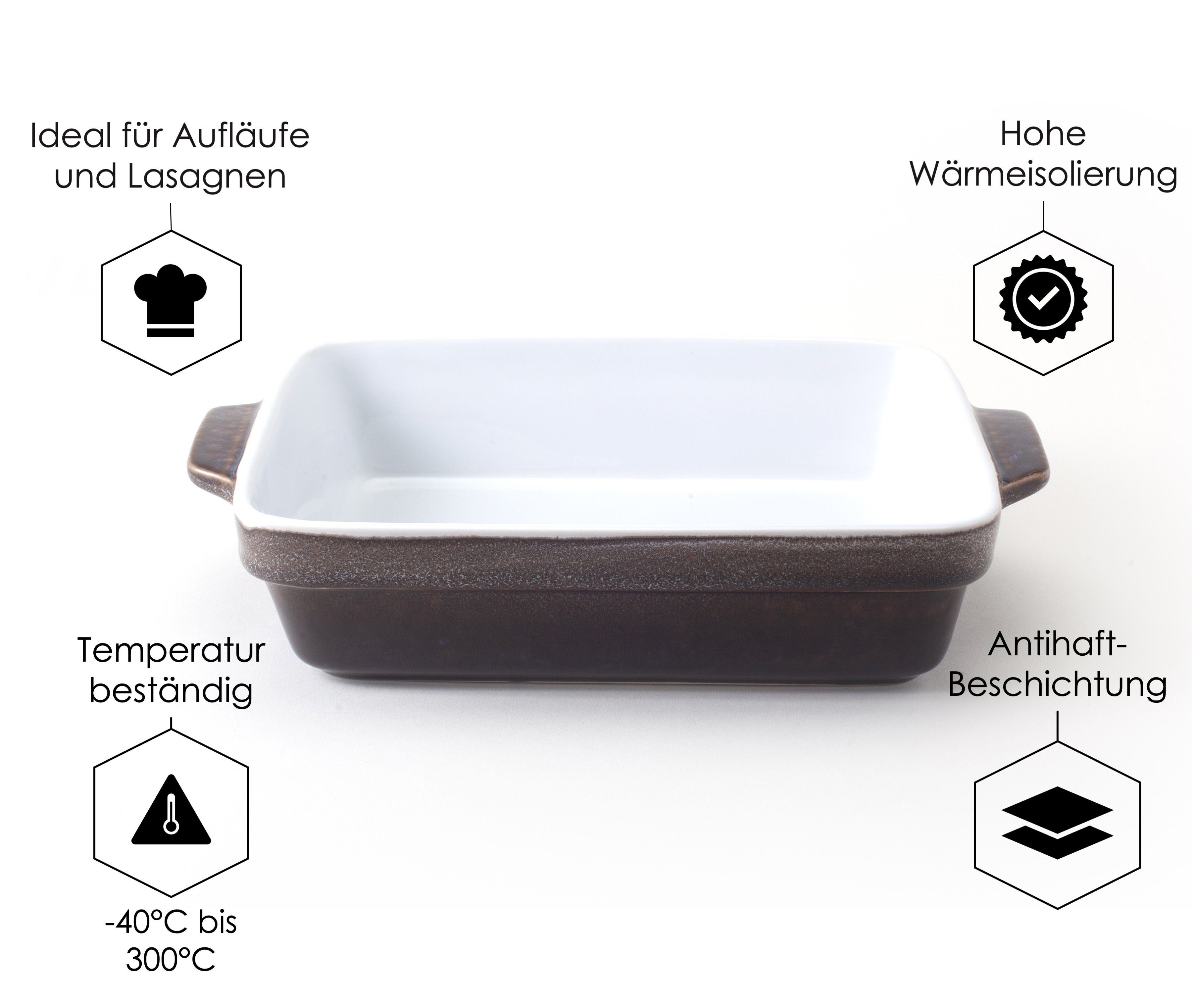 Hanseküche Auflaufform Auflaufform aus hochwertiger Keramik Auflaufform Groß, Keramik, (1-St), Kratzresistent und langlebig