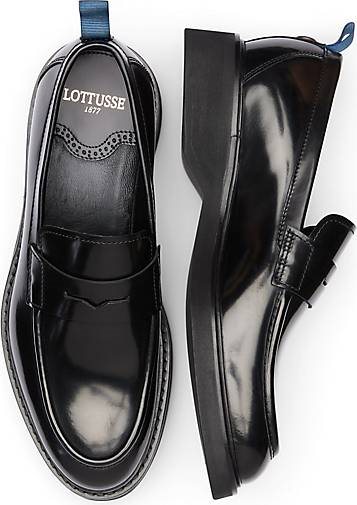 Lottusse Bootsschuh Aus Glänzendem Kalbsleder In Schwarz