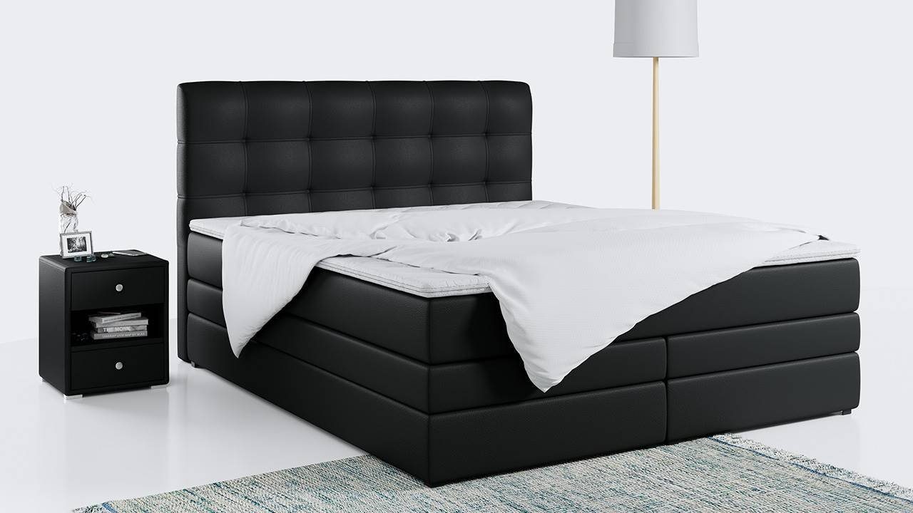 MKS MÖBEL Boxspringbett ERNI KING, Polsterbett mit Bettkasten und Zwei Matratzen - Stauraumbett