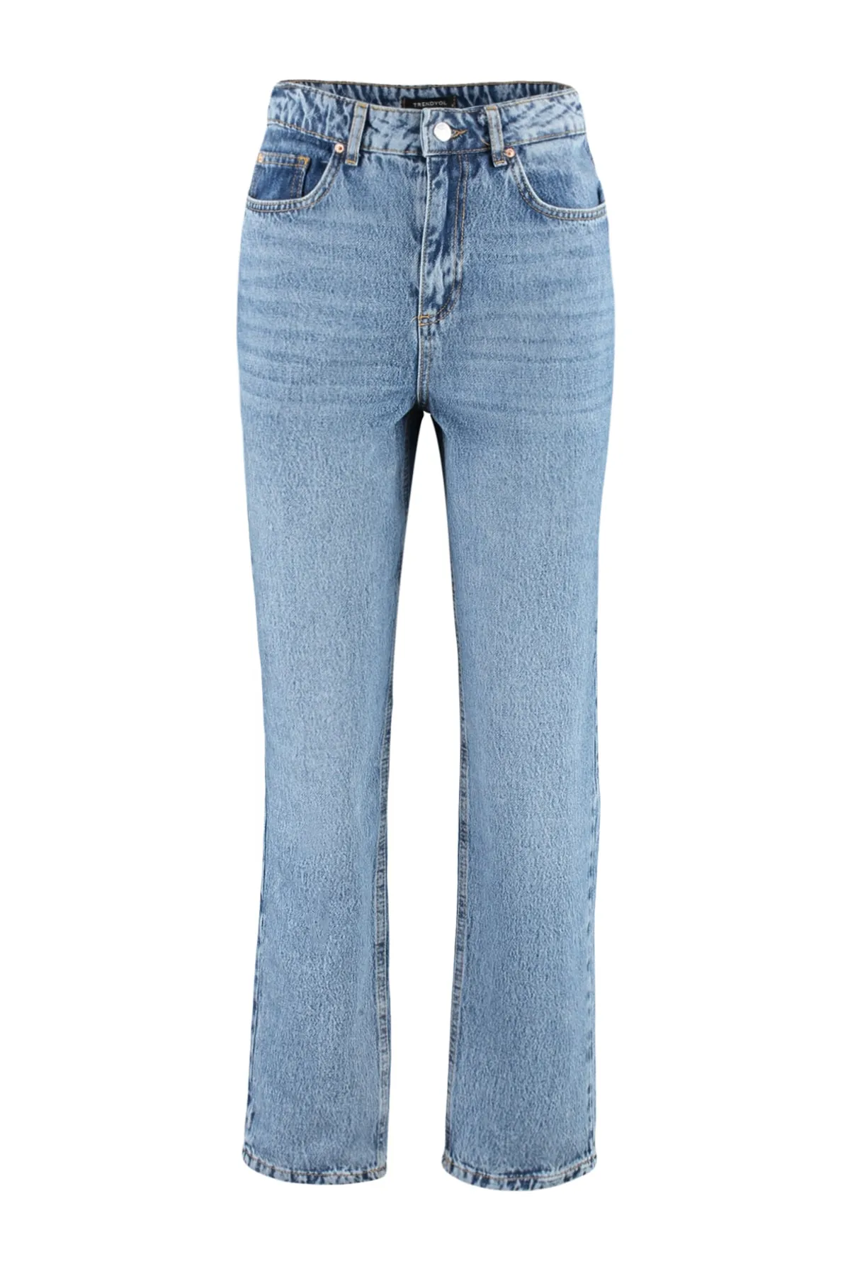 Trendyol Collection  Blaue gerade Jeans mit hoher Taille TWOSS23JE00089