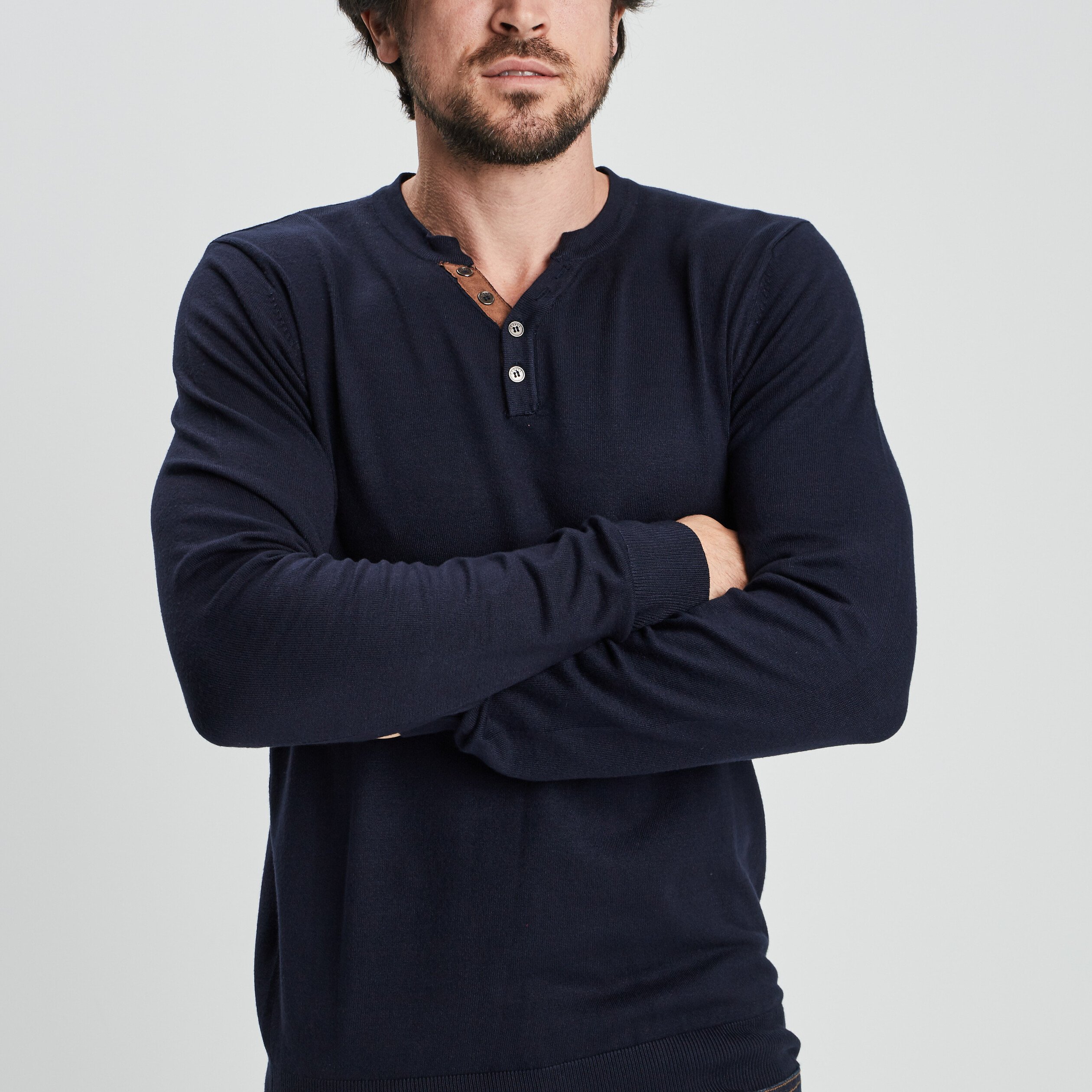 Pull manches longues bleu marine homme | La Halle