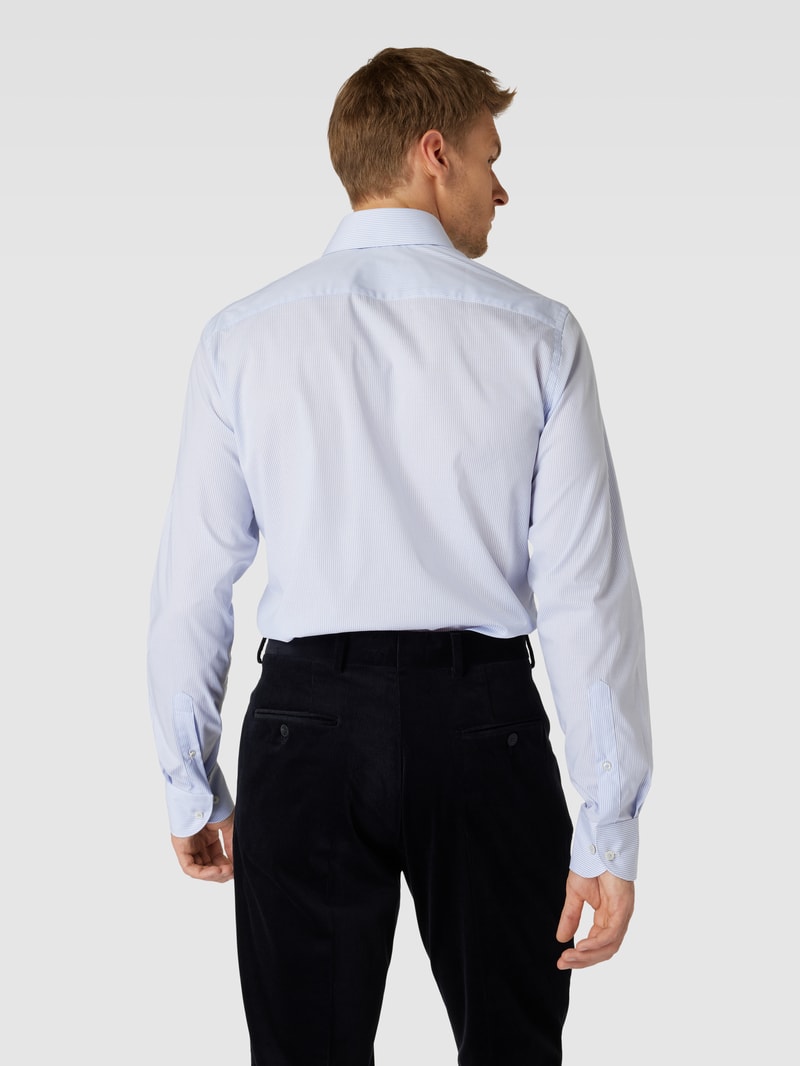 Business-Hemd mit Streifenmuster Modell 'Cutaway' in bleu