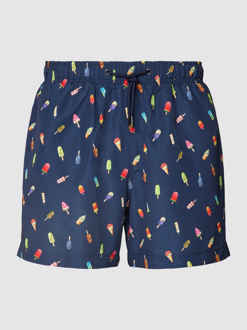 Badehose mit Allover-Muster in marineblau
